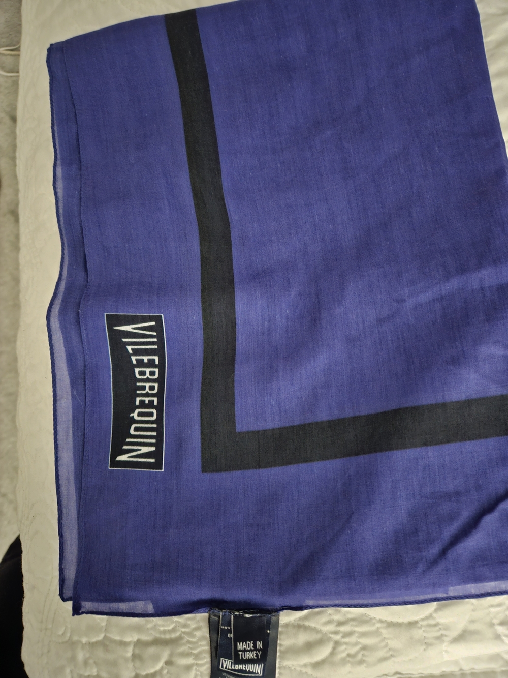 Vilebrequin Purple Scarf Sarong Pareo with Black Border